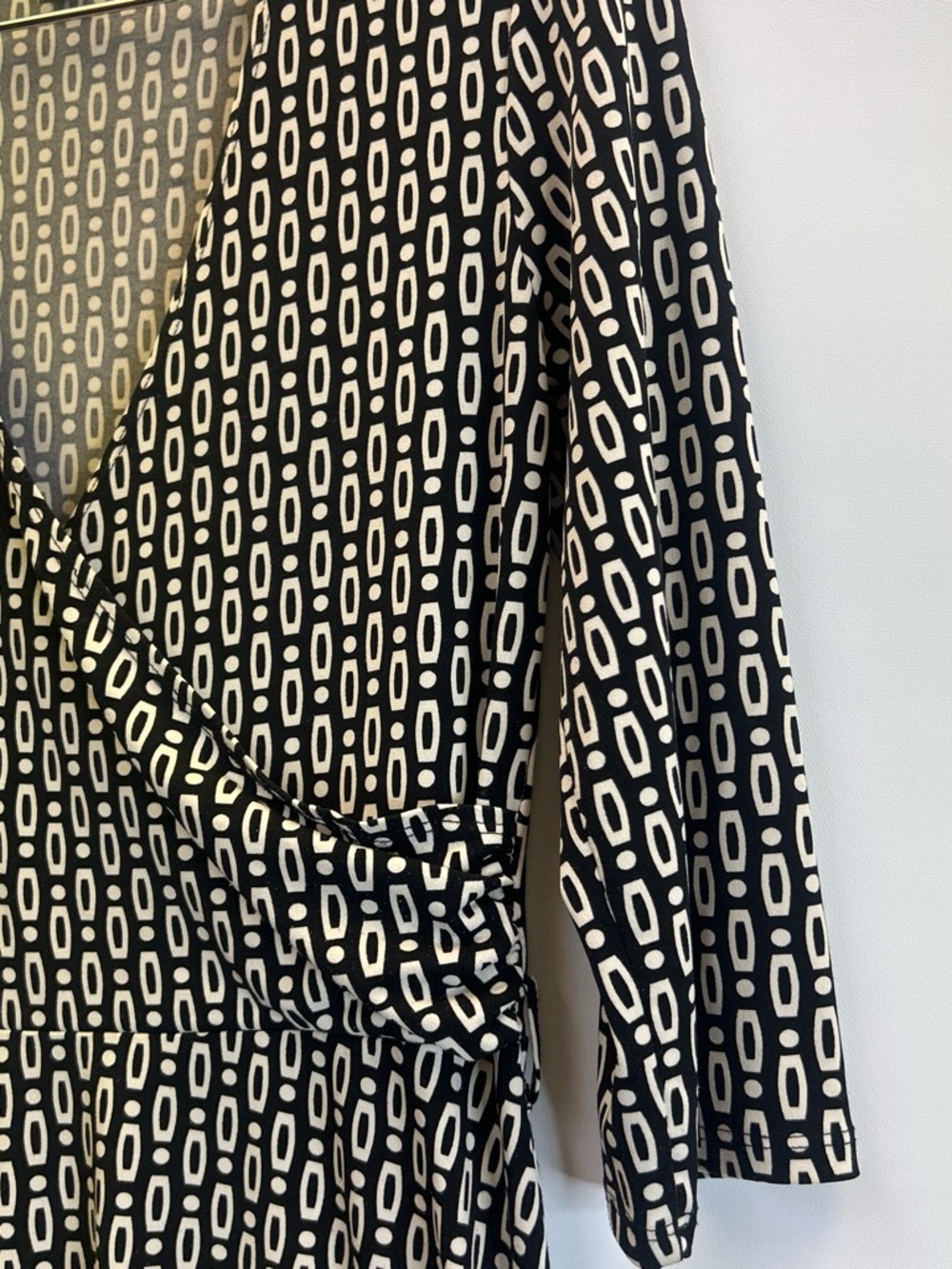 Apt. 9 Black and White Geometric Wrap Midi Dress - Picture 2 of 6